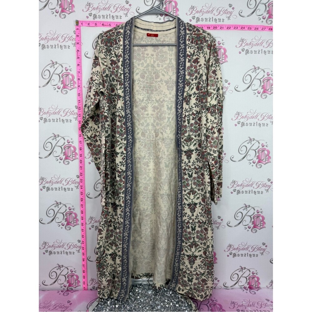 W for Women cardigan Cream Cardigan with Rose and Sage Floral Print